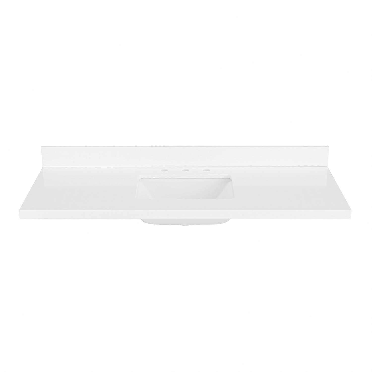 ARIEL 55 inch Bathroom Vanity top with Sink, 1.5 Inch Thick Miter Edge White Quartz top, Rectangle Single Porcelain Sink, Includes Backsplash - Image 5