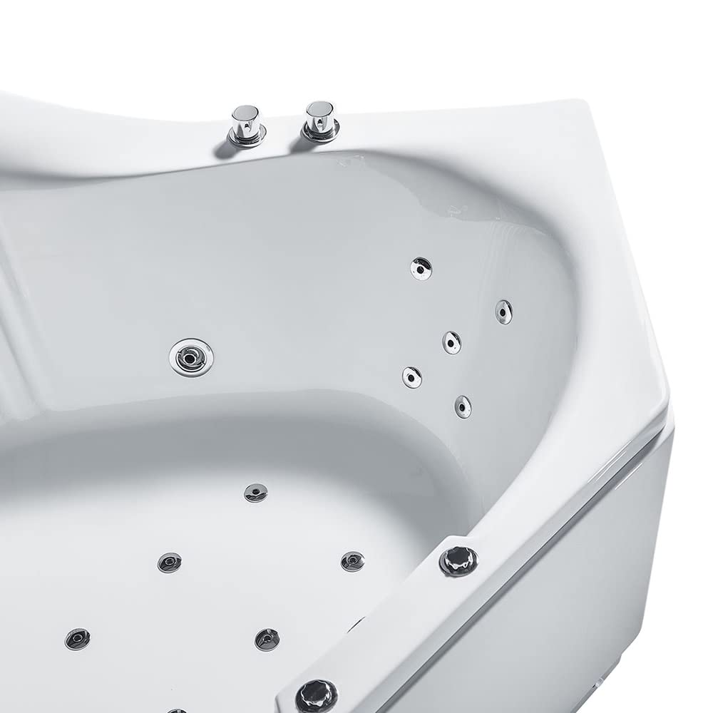 ARIEL 59" Triangular Platinum Whirlpool Bathtub with 22 Hydro Jets, Two-Person Jetted Hot Tub with Customizable Massage, Waterfall, Hot/Cold Inlets & Smart Features - Image 7