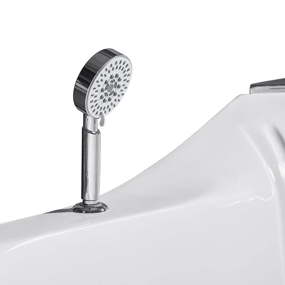 ARIEL 59" Triangular Platinum Whirlpool Bathtub with 22 Hydro Jets, Two-Person Jetted Tub with Customizable Massage, Waterfall, Hot/Cold Inlets & Smart Features - Image 5