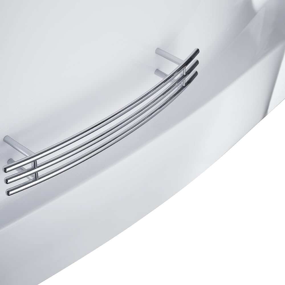 ARIEL 61" Trapezoid Whirlpool Bathtub with 14 Hydro Jets, Two-Person Corner Tub with Water and Air Bubble Jets, Pneumatic Controls, Anti-Scald Faucet, Waterfall & Chrome Fixtures - Image 6