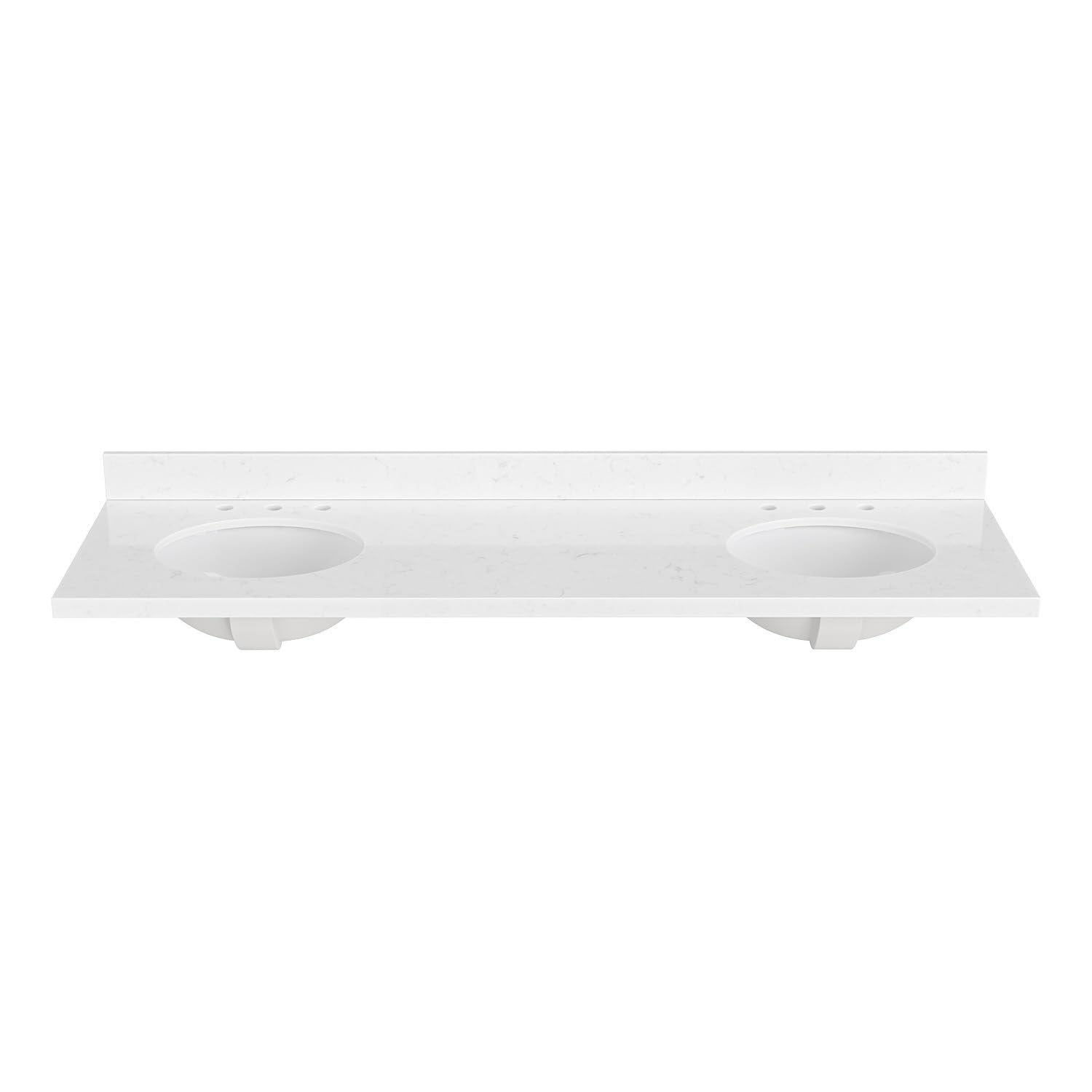 ARIEL 72 inch Double Bathroom Vanity top with Sink, 1.5 Inch Thick Miter Edge Carrara White Quartz top, Oval Double Sink Vanity top, Includes Backsplash - Image 5