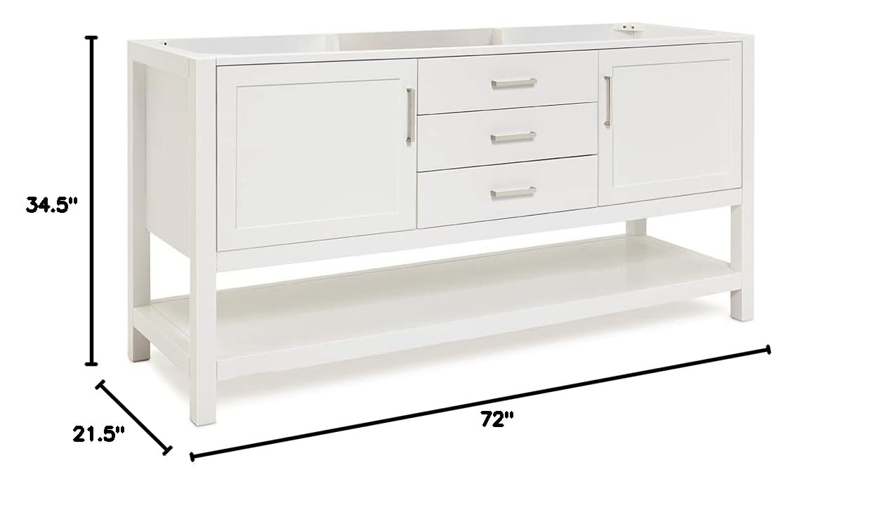 ARIEL Bayhill 72" Double Sink Base Cabinet in White - Image 3