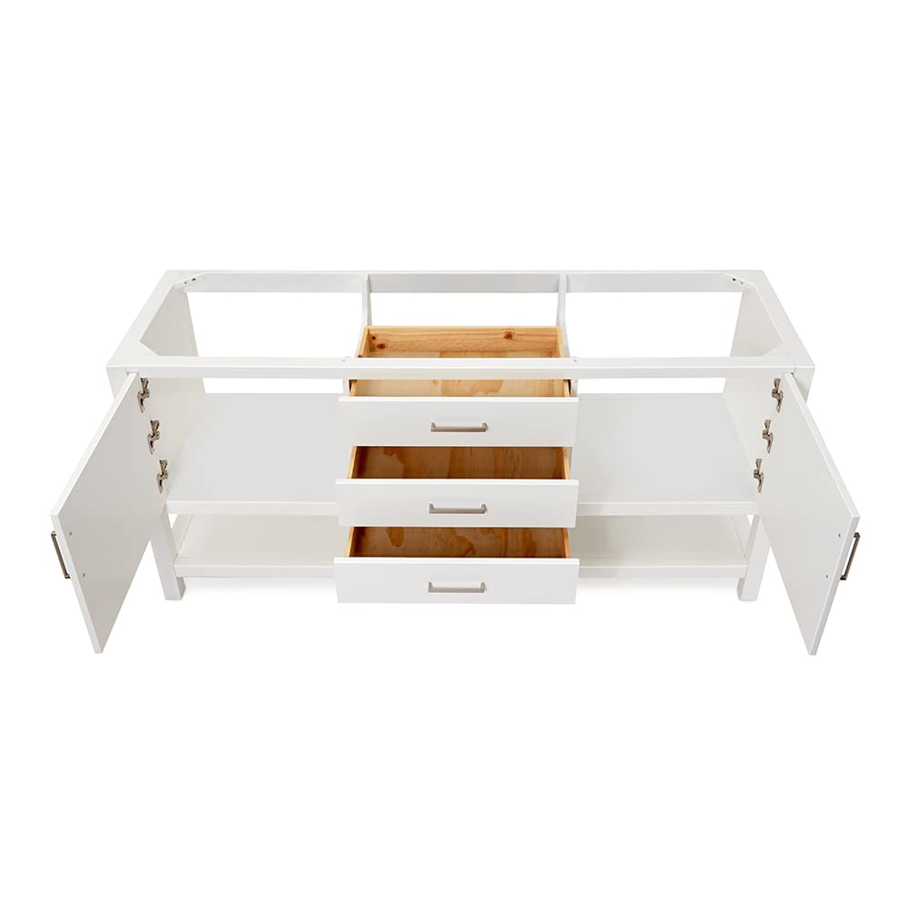 ARIEL Bayhill 72" Double Sink Base Cabinet in White - Image 6