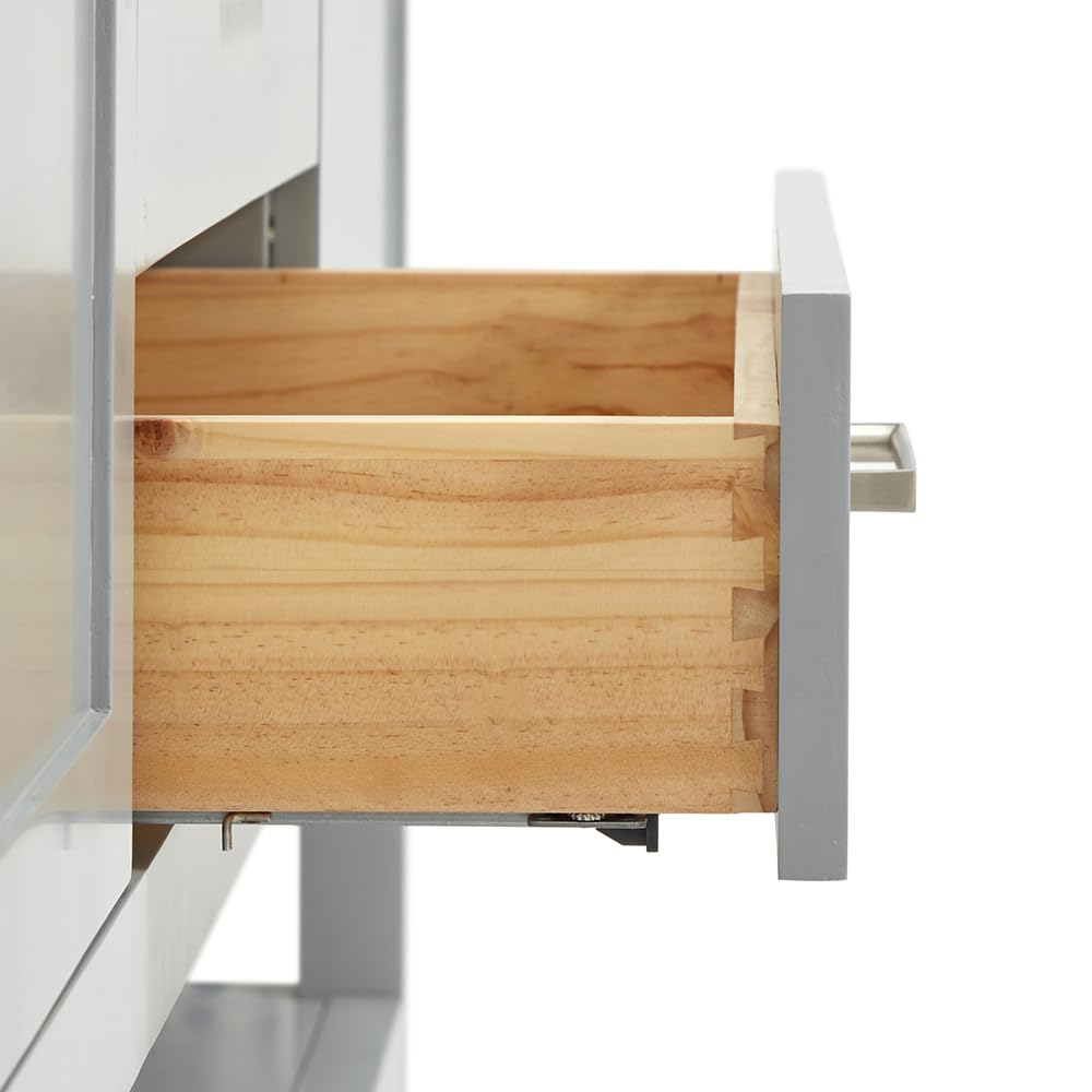 ARIEL Bayhill 72-inch Bathroom Vanity with Sink,Solid Wood, 1.5-inch Italian Carrara Marble Countertop & Backsplash, Double Oval Porcelain Sink, 2 Soft Closing Doors, 3 Dovetail Drawers, Grey - Image 13