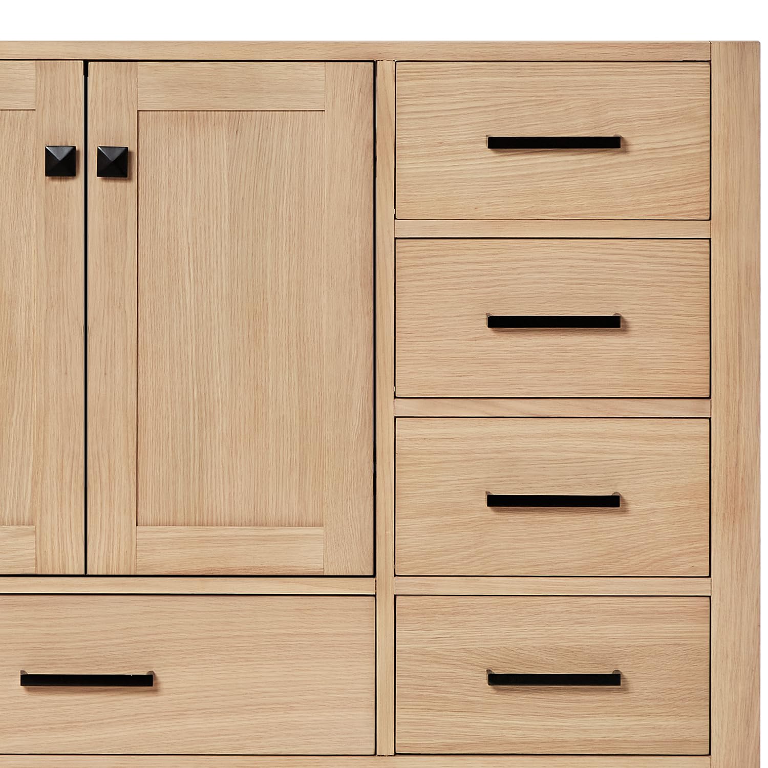 ARIEL Cambridge 54-inch Bathroom Vanity with Sink,Solid Wood, 1.5-inch Carrara White Quartz Countertop & Backsplash, Single Oval Porcelain Sink, 2 Soft Closing Doors, 9 Dovetail Drawers, White Oak - Image 14