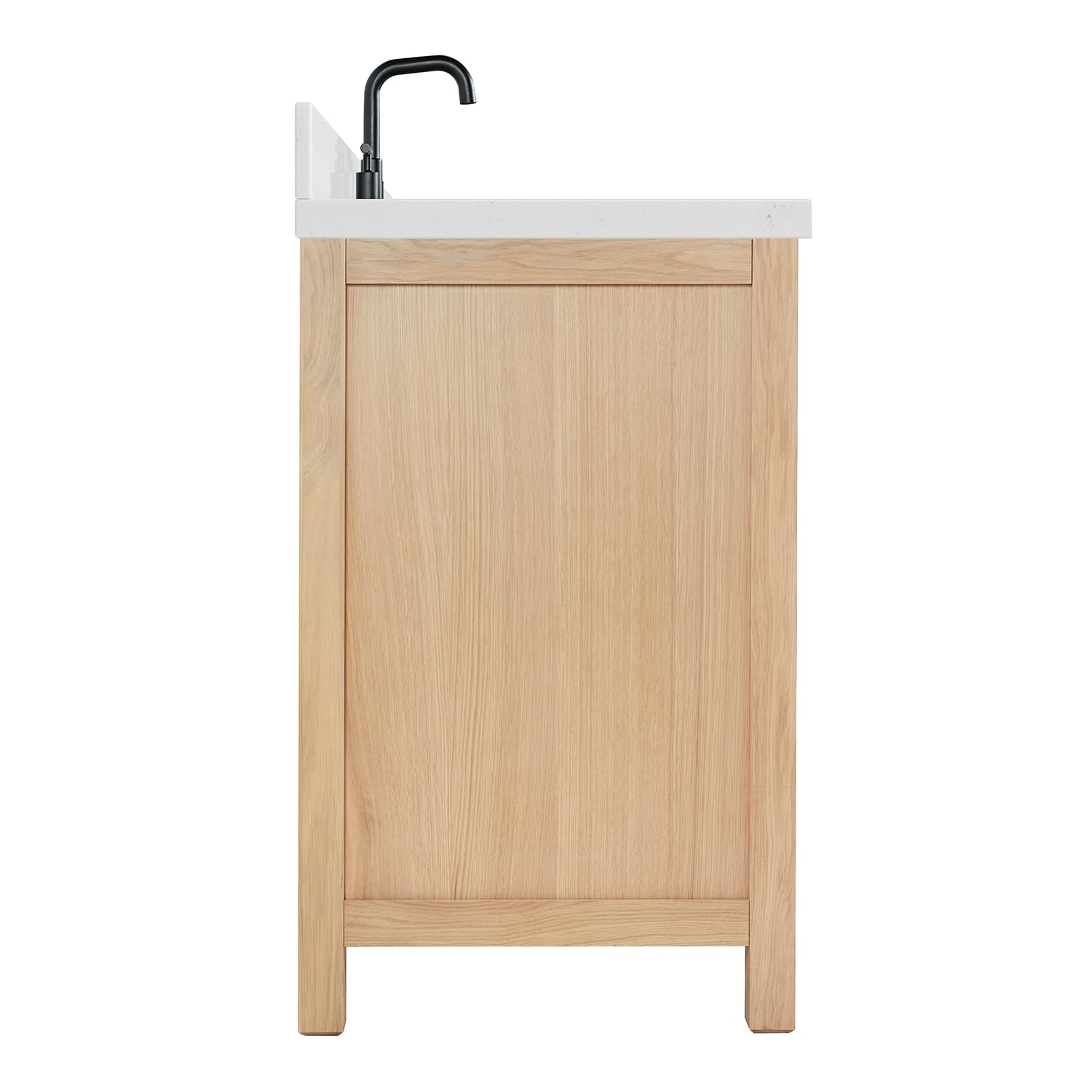 ARIEL Cambridge 54-inch Bathroom Vanity with Sink,Solid Wood, 1.5-inch Carrara White Quartz Countertop & Backsplash, Single Oval Porcelain Sink, 2 Soft Closing Doors, 9 Dovetail Drawers, White Oak - Image 9