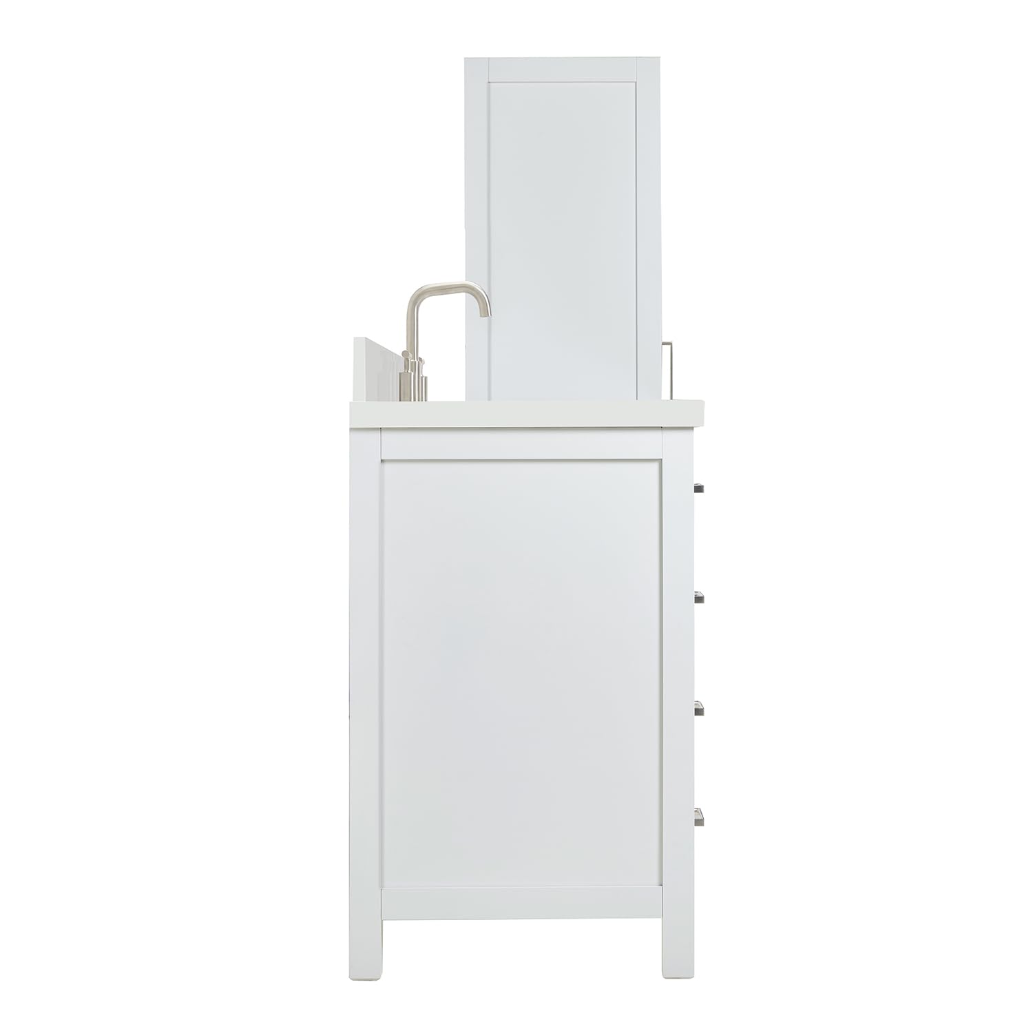 ARIEL Cambridge 69 Inch Includes 20 Inch Linen Cabinet and 1 of 49 Inch Single Rectangle Sink Bathroom Vanity with Pure White Quartz Countertop 1.5 Inch in White - Image 7