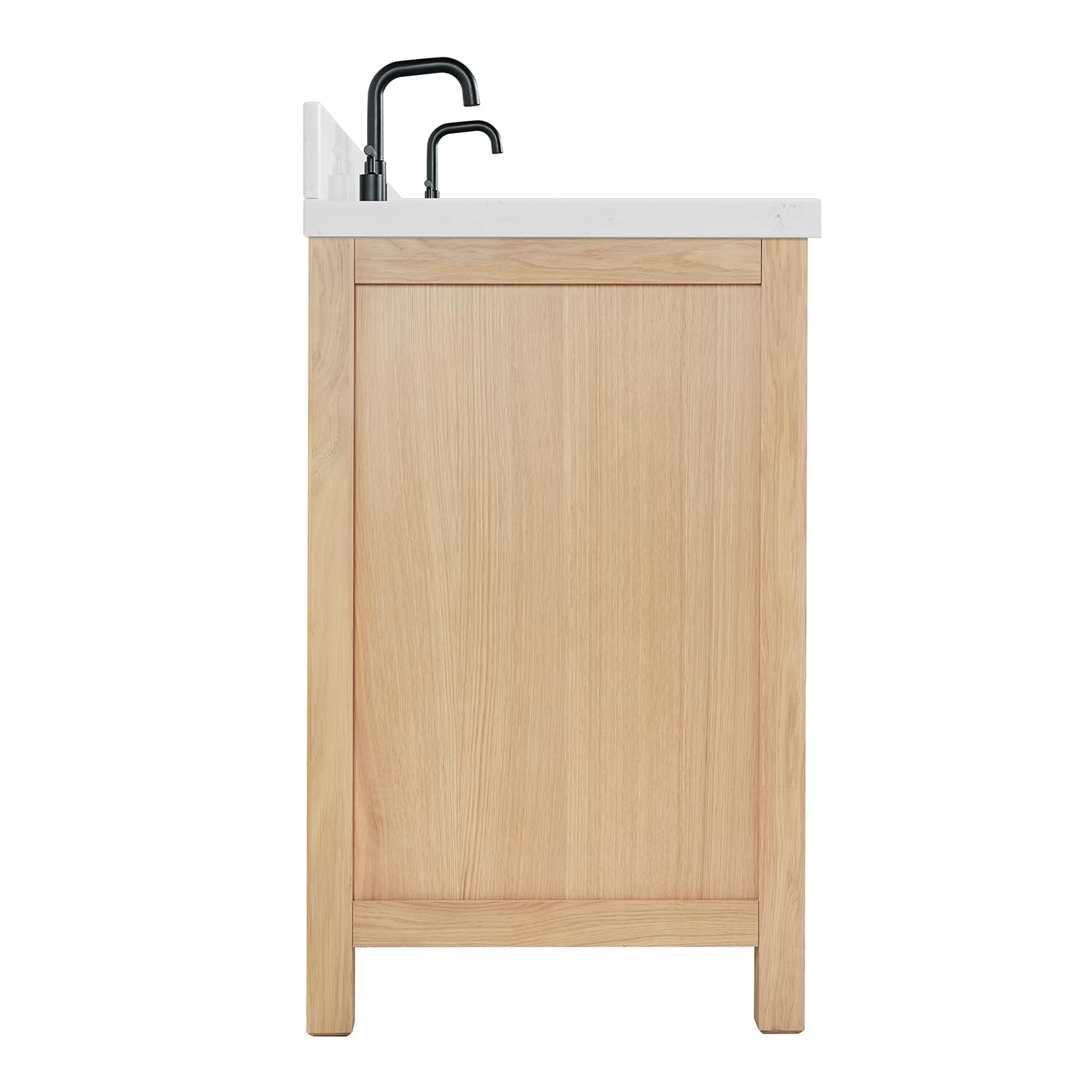 ARIEL Cambridge 72-inch Bathroom Vanity with Sink,Solid Wood, 1.5-inch Carrara White Quartz Countertop & Backsplash, Double Oval Porcelain Sink, 4 Soft Closing Doors, 6 Dovetail Drawers, White Oak - Image 9