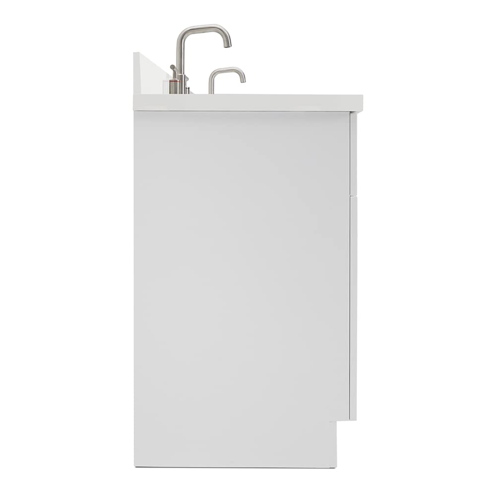 ARIEL Hamlet 72-inch Bathroom Vanity with Sink,Solid Wood, 1.5-inch Pure White Quartz Countertop & Backsplash, Double Rectangular Porcelain Sink, 4 Soft Closing Doors, 3 Dovetail Drawers, White - Image 9