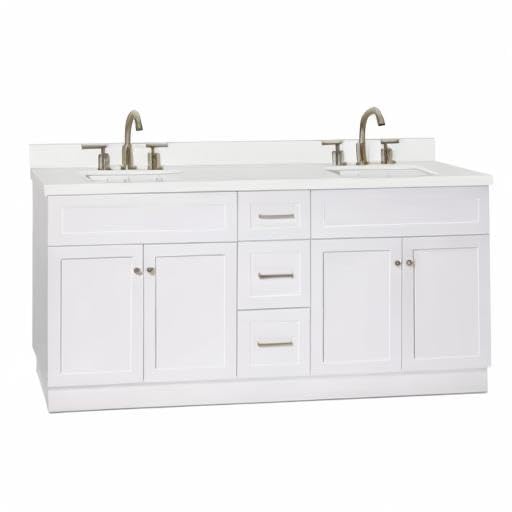 ARIEL Hamlet 72-inch Bathroom Vanity with Sink,Solid Wood, 1.5-inch Pure White Quartz Countertop & Backsplash, Double Rectangular Porcelain Sink, 4 Soft Closing Doors, 3 Dovetail Drawers, White - Image 11