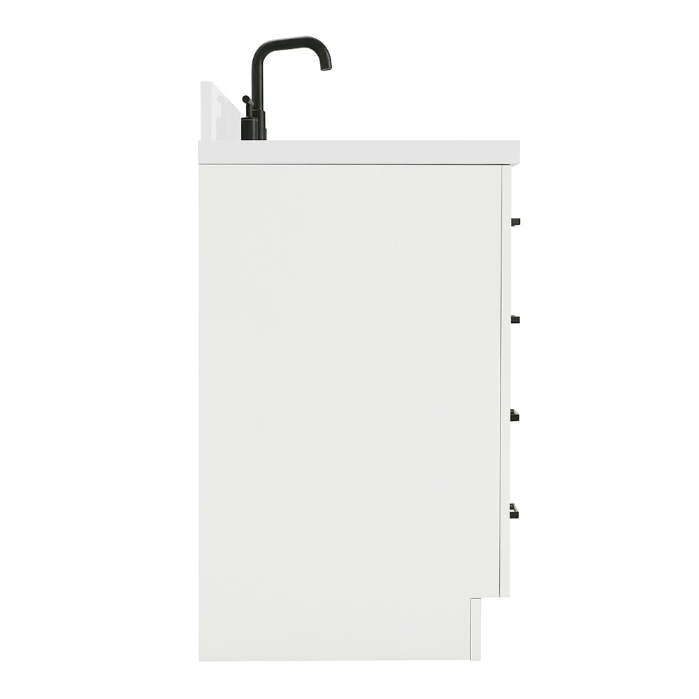 ARIEL Hepburn 36-inch Bathroom Vanity with Sink,Solid Wood, 1.5-inch Pure White Quartz Countertop & Backsplash, Single Rectangular Porcelain Sink, 2 Soft Closing Doors, 5 Dovetail Drawers, White - Image 9