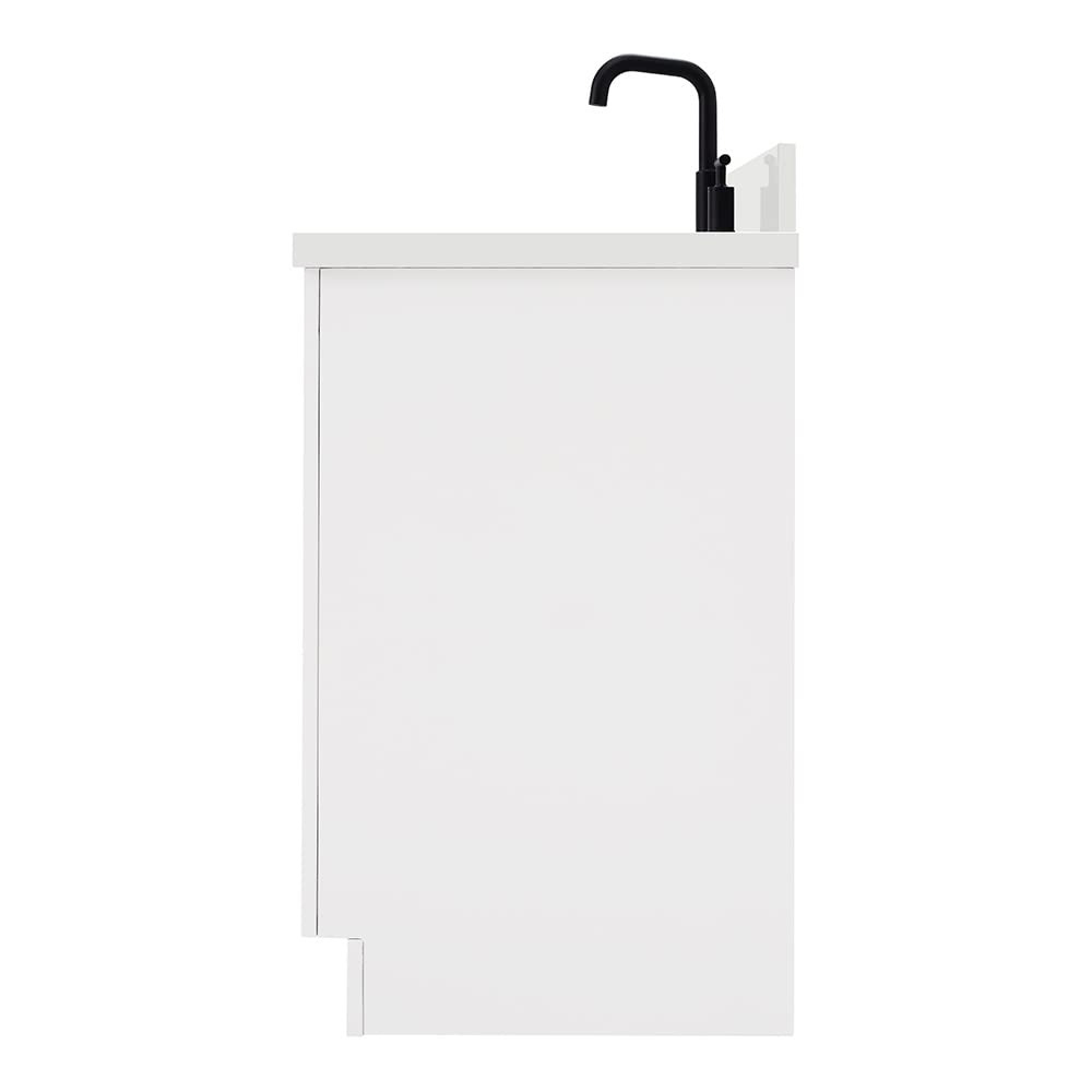 ARIEL Hepburn 36-inch Bathroom Vanity with Sink,Solid Wood, 1.5-inch Pure White Quartz Countertop & Backsplash, Single Rectangular Porcelain Sink, 2 Soft Closing Doors, 5 Dovetail Drawers, White - Image 9