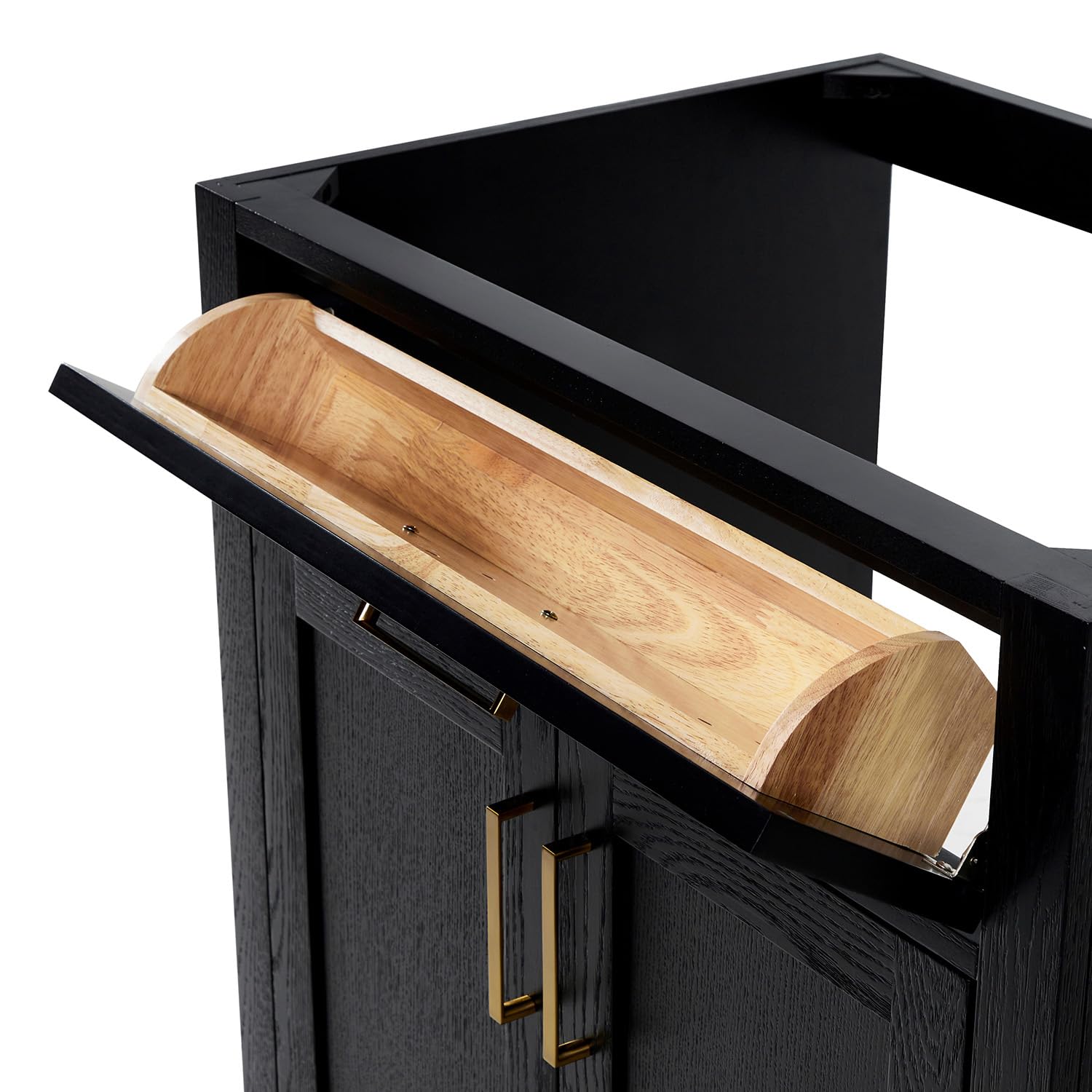 ARIEL Hepburn 42-inch Bathroom Vanity with Sink,Solid Wood, 1.5-inch Pure White Quartz Countertop & Backsplash, Single Oval Porcelain Sink, 2 Soft Closing Doors, 5 Dovetail Drawers, Black Oak - Image 13