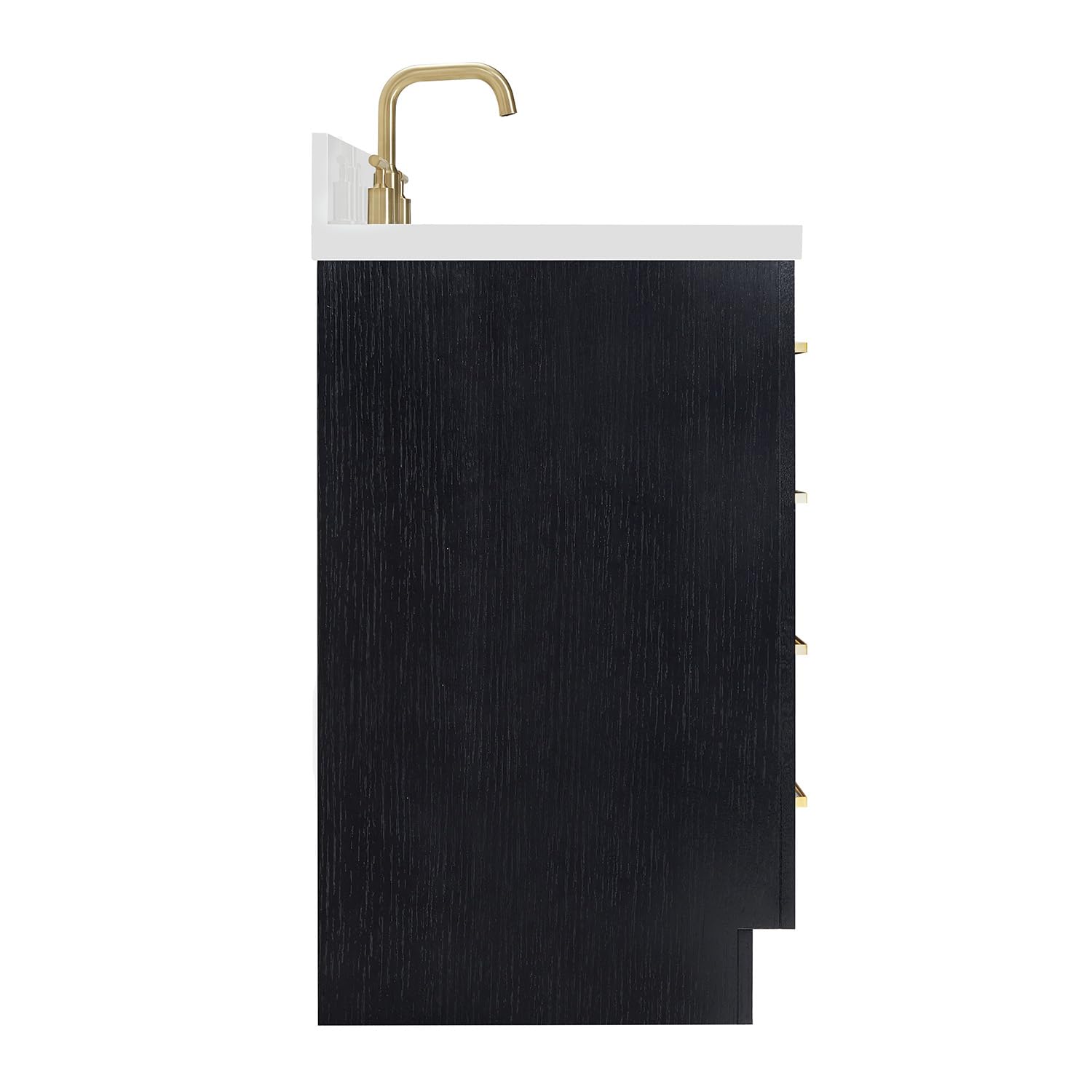 ARIEL Hepburn 42-inch Bathroom Vanity with Sink,Solid Wood, 1.5-inch Pure White Quartz Countertop & Backsplash, Single Oval Porcelain Sink, 2 Soft Closing Doors, 5 Dovetail Drawers, Black Oak - Image 9