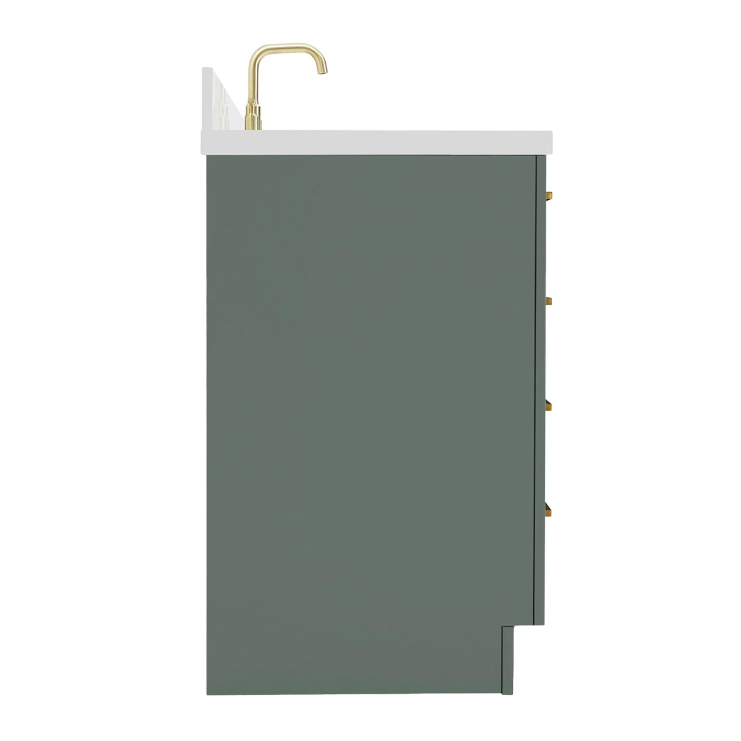 ARIEL Hepburn 55 Inch Single Oval Sink Bathroom Vanity with Pure White Quartz Countertop 1.5 Inch in Vintage Green - Image 5