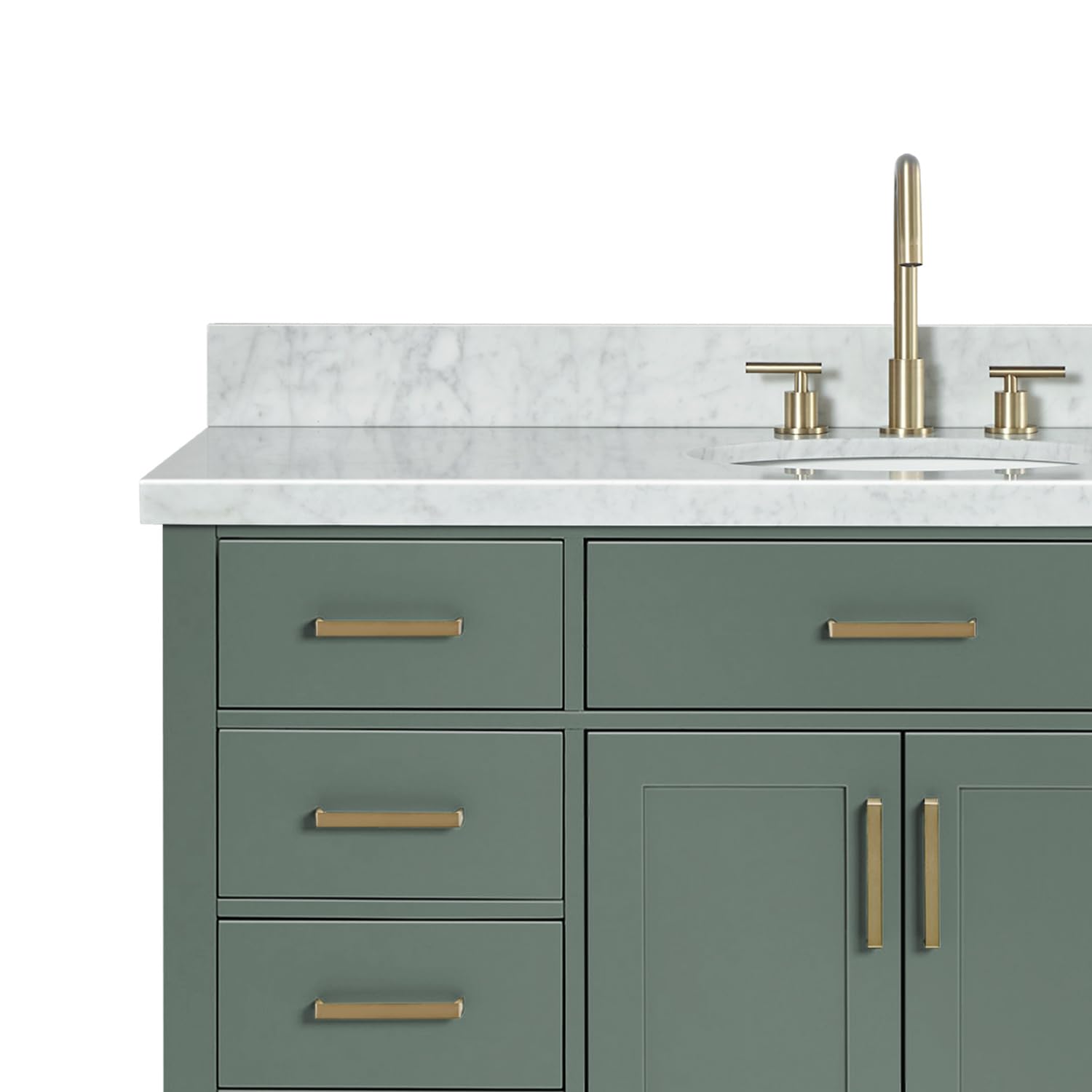 ARIEL Hepburn 55 Inch Single Oval Sink Bathroom Vanity with Carrara White Marble Countertop 1.5 Inch in Vintage Green - Image 11