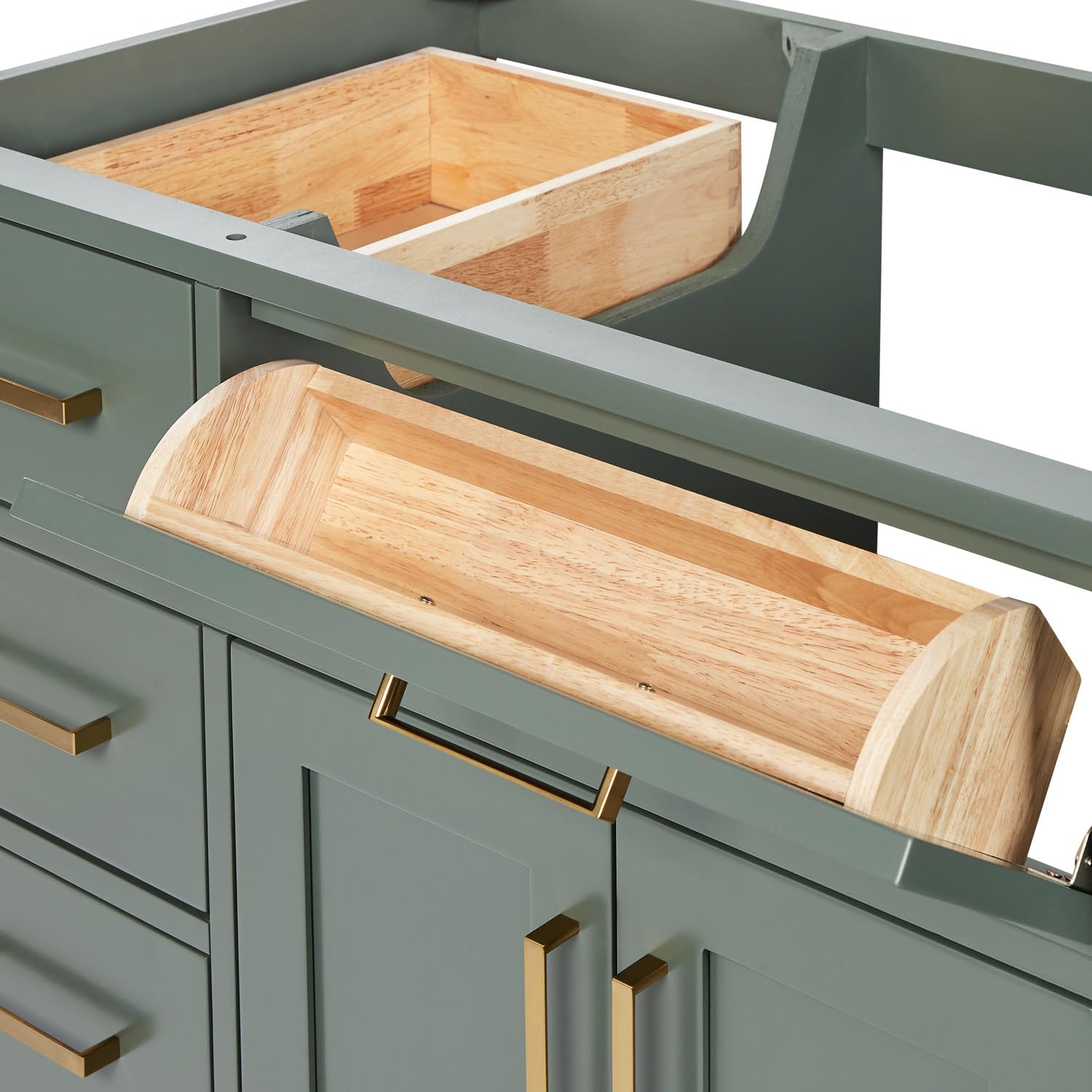 ARIEL Hepburn 55 Inch Single Oval Sink Bathroom Vanity with Carrara White Marble Countertop 1.5 Inch in Vintage Green - Image 7