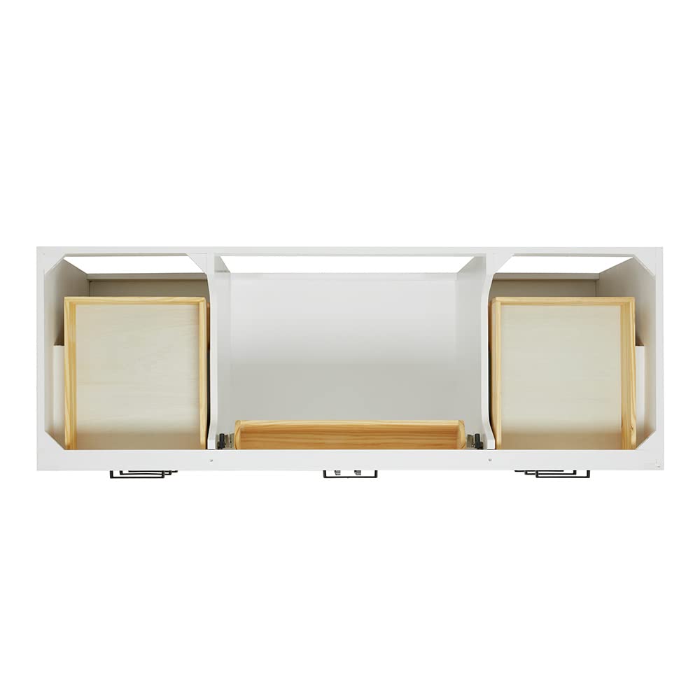 ARIEL Hepburn 60-inch Bathroom Vanity with Sink,Solid Wood, 1.5-inch Pure White Quartz Countertop & Backsplash, Single Rectangular Porcelain Sink, 2 Soft Closing Doors, 9 Dovetail Drawers, White - Image 12