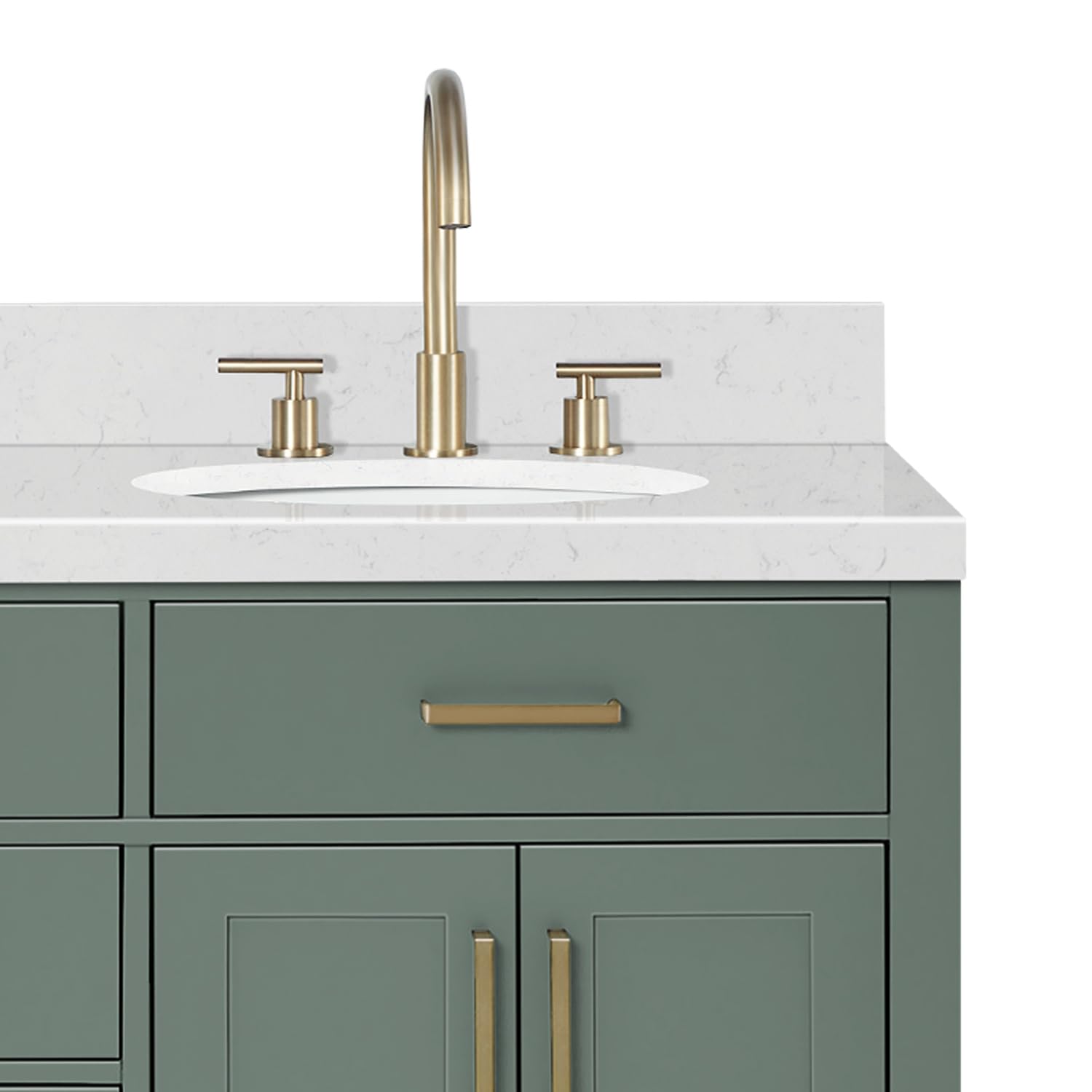 ARIEL Hepburn 60 Inch Double Oval Sink Bathroom Vanity with Carrara White Quartz Countertop 1.5 Inch in Vintage Green - Image 11