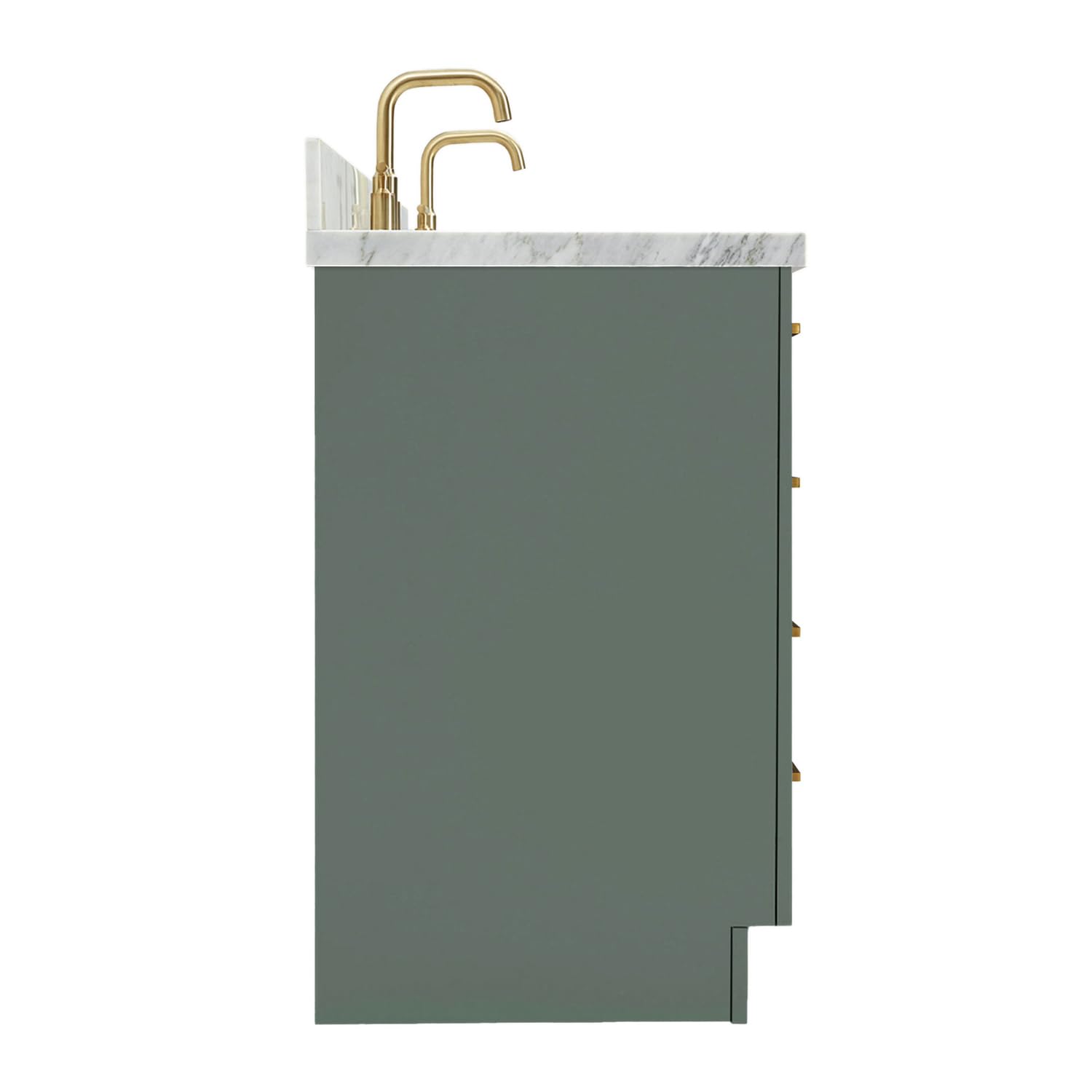 ARIEL Hepburn 61 Inch Double Oval Sink Bathroom Vanity with Carrara White Marble Countertop 1.5 Inch in Vintage Green - Image 5