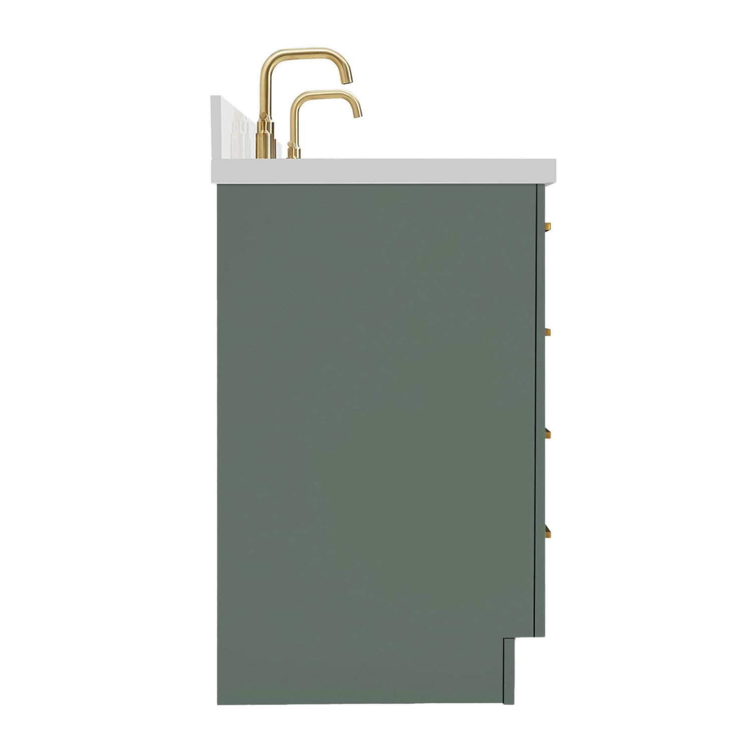 ARIEL Hepburn 61 Inch Double Oval Sink Bathroom Vanity with Pure White Quartz Countertop 1.5 Inch in Vintage Green - Image 5