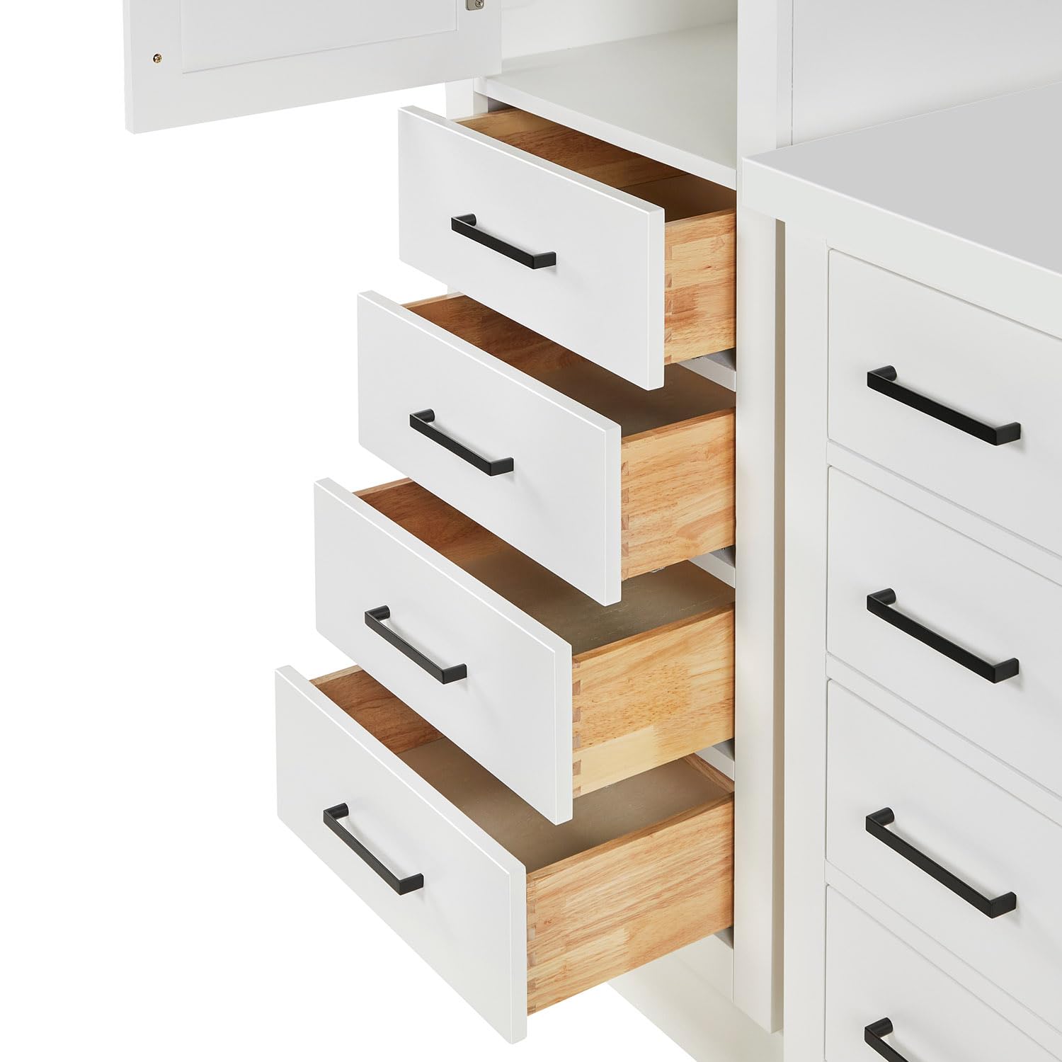 ARIEL Hepburn 69 Inch Includes 20 Inch Linen Cabinet and 1 of 49 Inch Single Rectangle Sink Bathroom Vanity with Pure White Quartz Countertop 1.5 Inch in White - Image 9