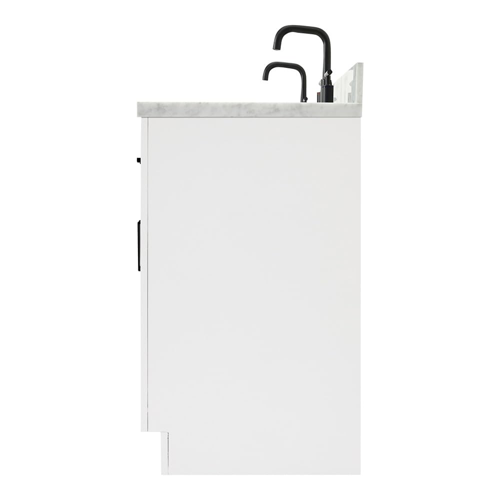 ARIEL Hepburn 72-inch Bathroom Vanity with Sink,Solid Wood, 1.5-inch Italian Carrara Marble Countertop, Double Rectangular Porcelain Sink, 4 Soft Closing Doors, 6 Dovetail Drawers, White - Image 9