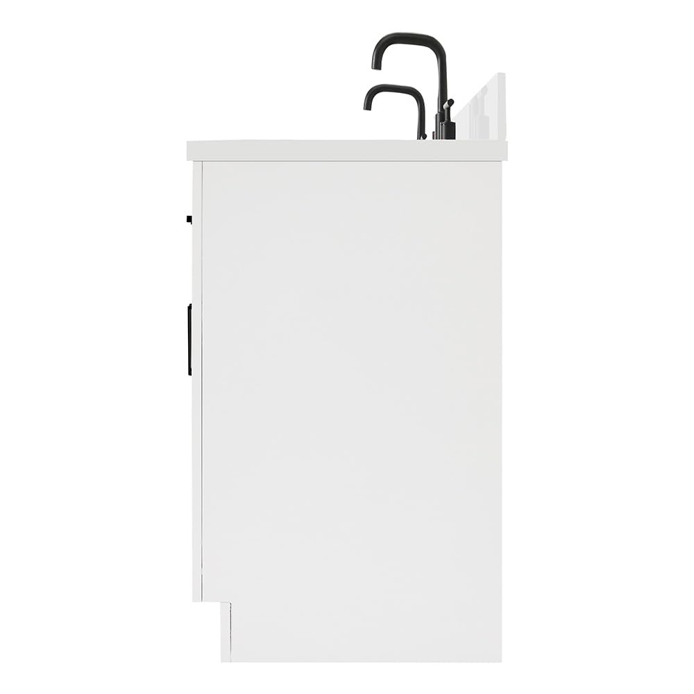 ARIEL Hepburn 72-inch Bathroom Vanity with Sink,Solid Wood, 1.5-inch Pure White Quartz Countertop & Backsplash, Double Oval Porcelain Sink, 4 Soft Closing Doors, 6 Dovetail Drawers, White - Image 9