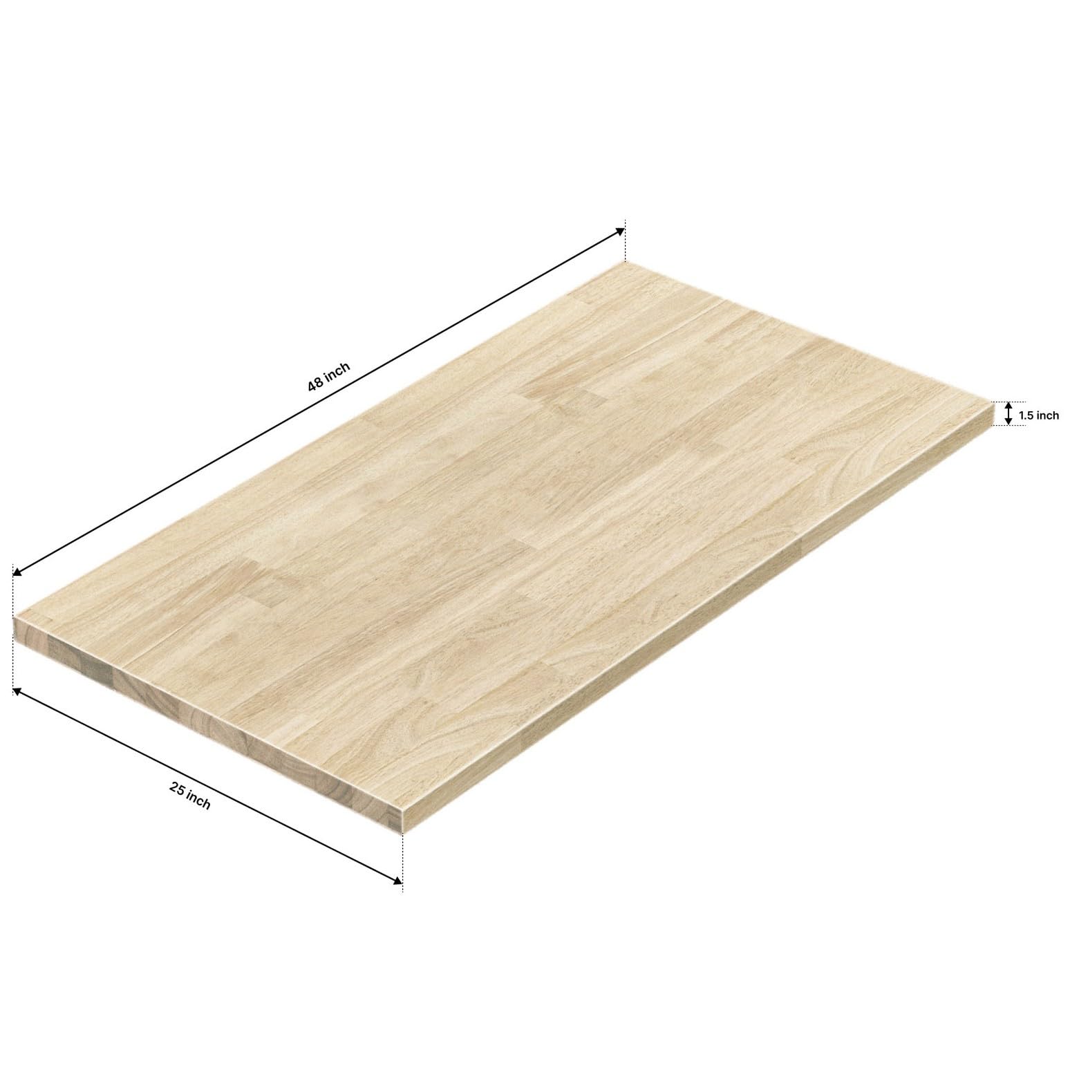 ARIEL Hevea Unfinished Butcher Block Countertop 48" L x 25" W x 1.5" Th - Image 3