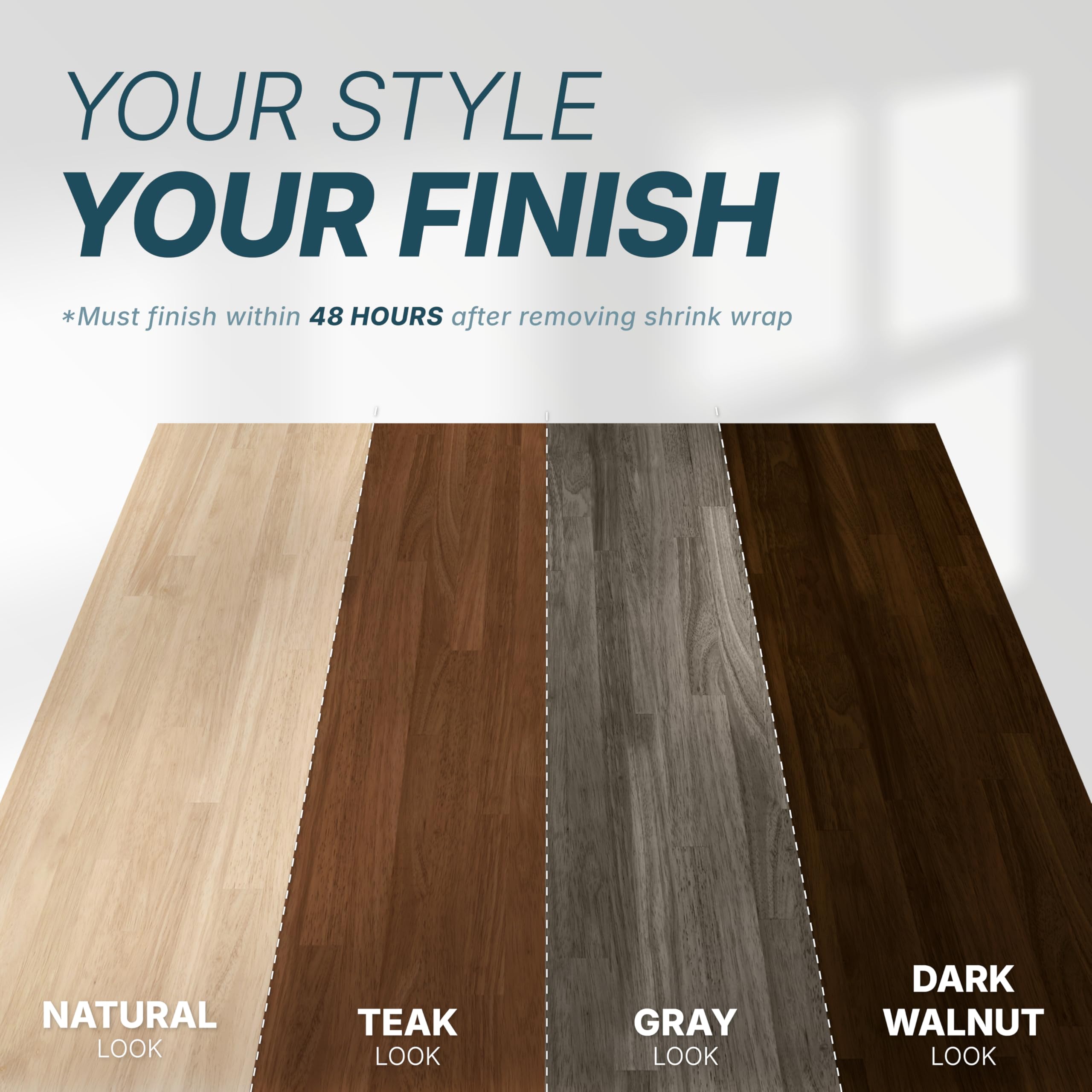 ARIEL Hevea Unfinished Butcher Block Countertop 48" L x 25" W x 1.5" Th - Image 5