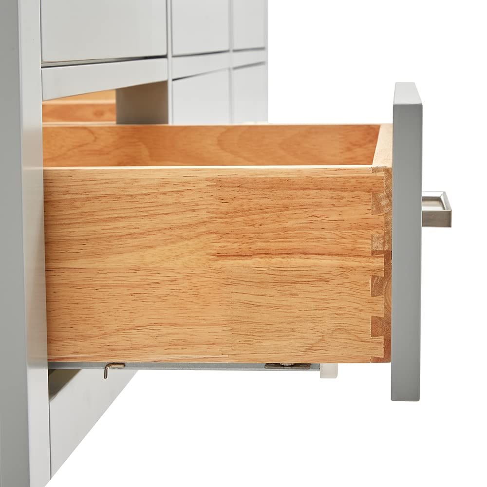 ARIEL Hutton 48-inch Bathroom Vanity with Sink,Solid Wood, 1.5-inch Pure White Quartz Countertop & Backsplash, Single Rectangular Porcelain Sink, 3 Dovetail Drawers, Grey - Image 8