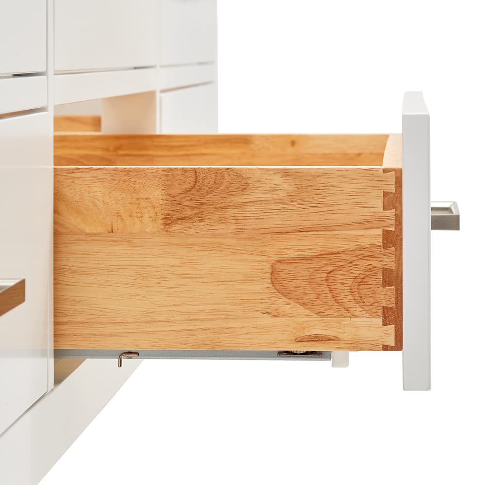 ARIEL Hutton 72-inch Bathroom Vanity with Sink,Solid Wood, 1.5-inch Pure White Quartz Countertop & Backsplash, Double Oval Porcelain Sink, 3 Dovetail Drawers, White - Image 9