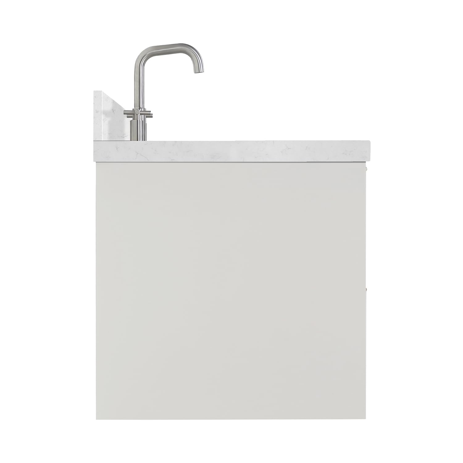 ARIEL Lucia 36-inch Bathroom Vanity with Sink,Solid Wood, 1.5-inch Carrara White Quartz Countertop & Backsplash, Single Oval Porcelain Sink, 4 Dovetail Drawers, Warm White - Image 5