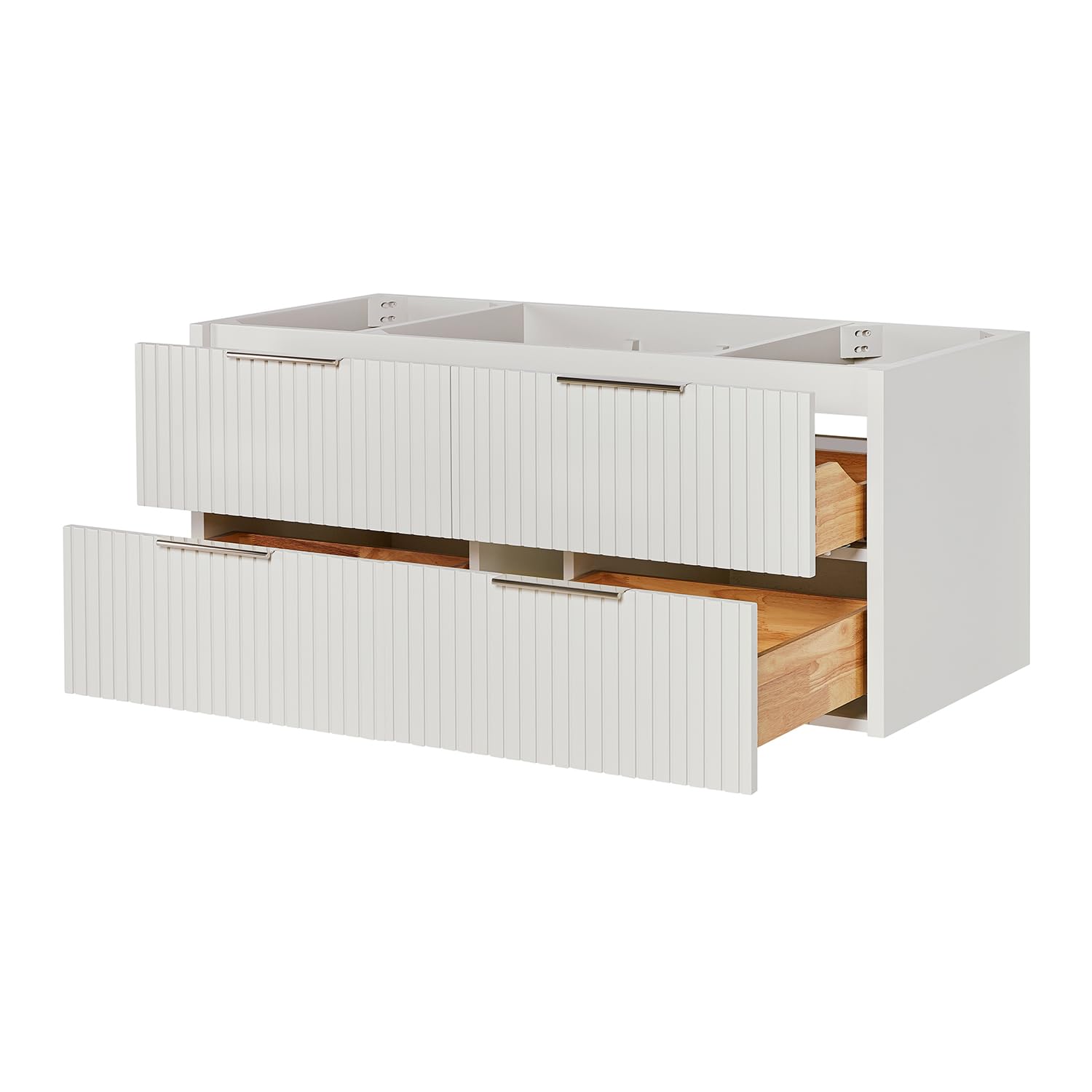 ARIEL Lucia 48-inch Bathroom Vanity Base Cabinet,Solid Wood, 4 Dovetail Drawers, Warm White - Image 4