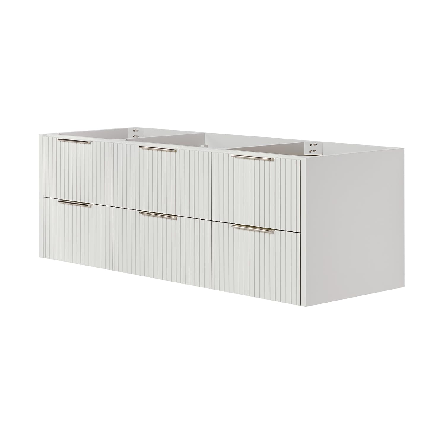 ARIEL Lucia 60-inch Bathroom Vanity Base Cabinet,Solid Wood, 6 Dovetail Drawers, Warm White - Image 8