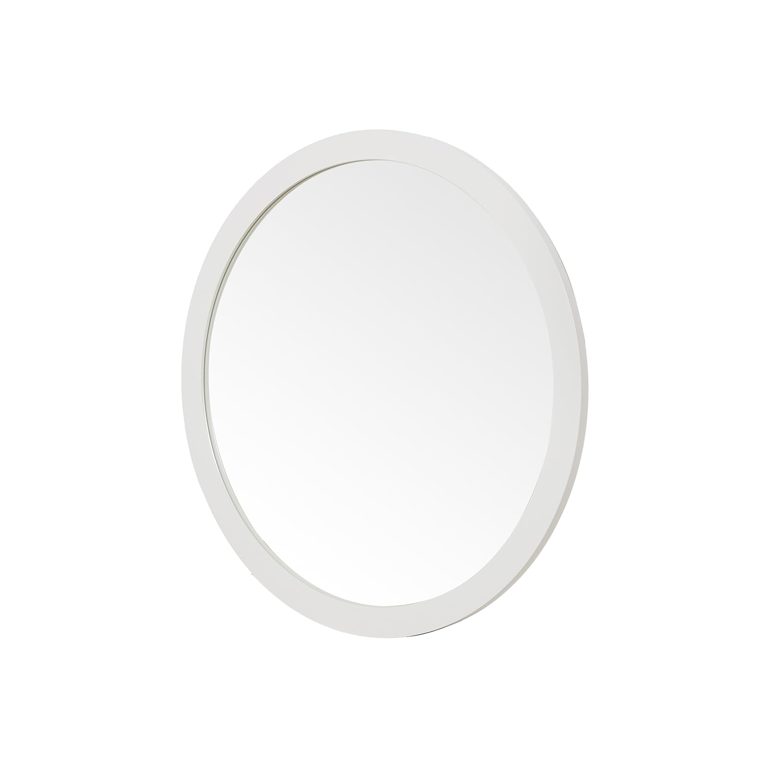 ARIEL Round Wooden Mirror 24" in White, Wood Circle Wall Mirror for Bathroom, Vanity, Entryway & Living Room Decor, Farmhouse Style - Image 3