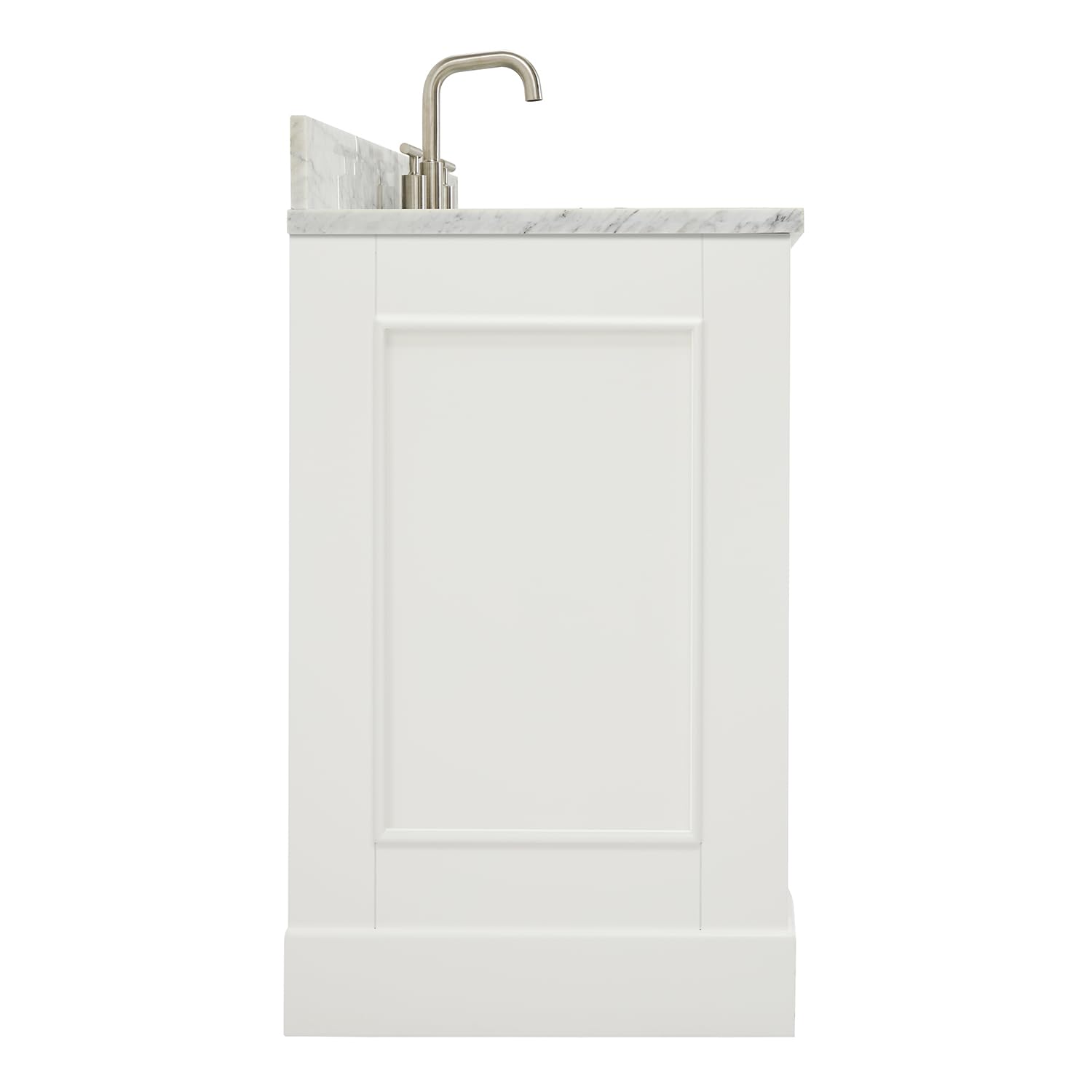 ARIEL Stafford 42-inch Bathroom Vanity with Sink,Solid Wood, 0.75-inch Italian Carrara Marble Countertop & Backsplash, Single Oval Porcelain Sink, 2 Soft Closing Doors, 5 Dovetail Drawers, White - Image 9