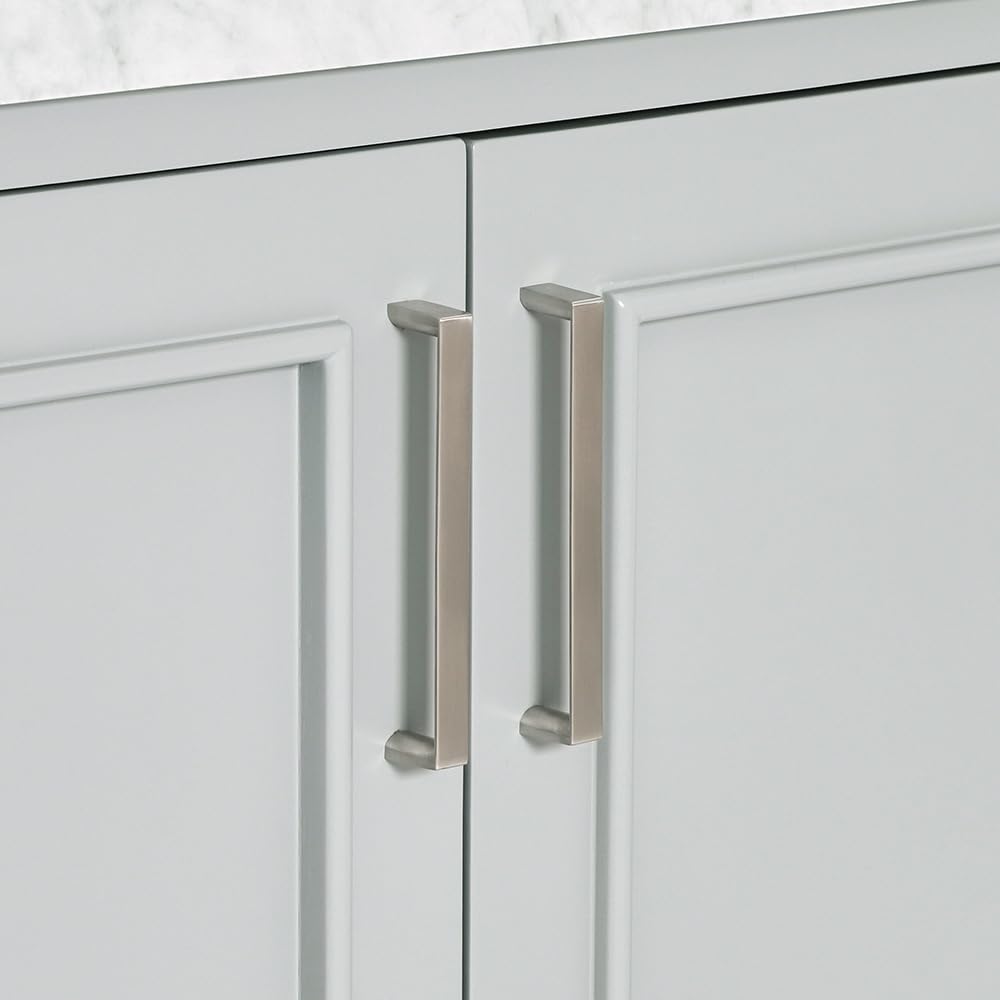 ARIEL Stafford 84-inch Bathroom Vanity with Sink,Solid Wood, 1.5-inch Italian Carrara Marble Countertop, Double Rectangular Porcelain Sink, 5 Soft Closing Doors, 6 Dovetail Drawers, Grey - Image 18