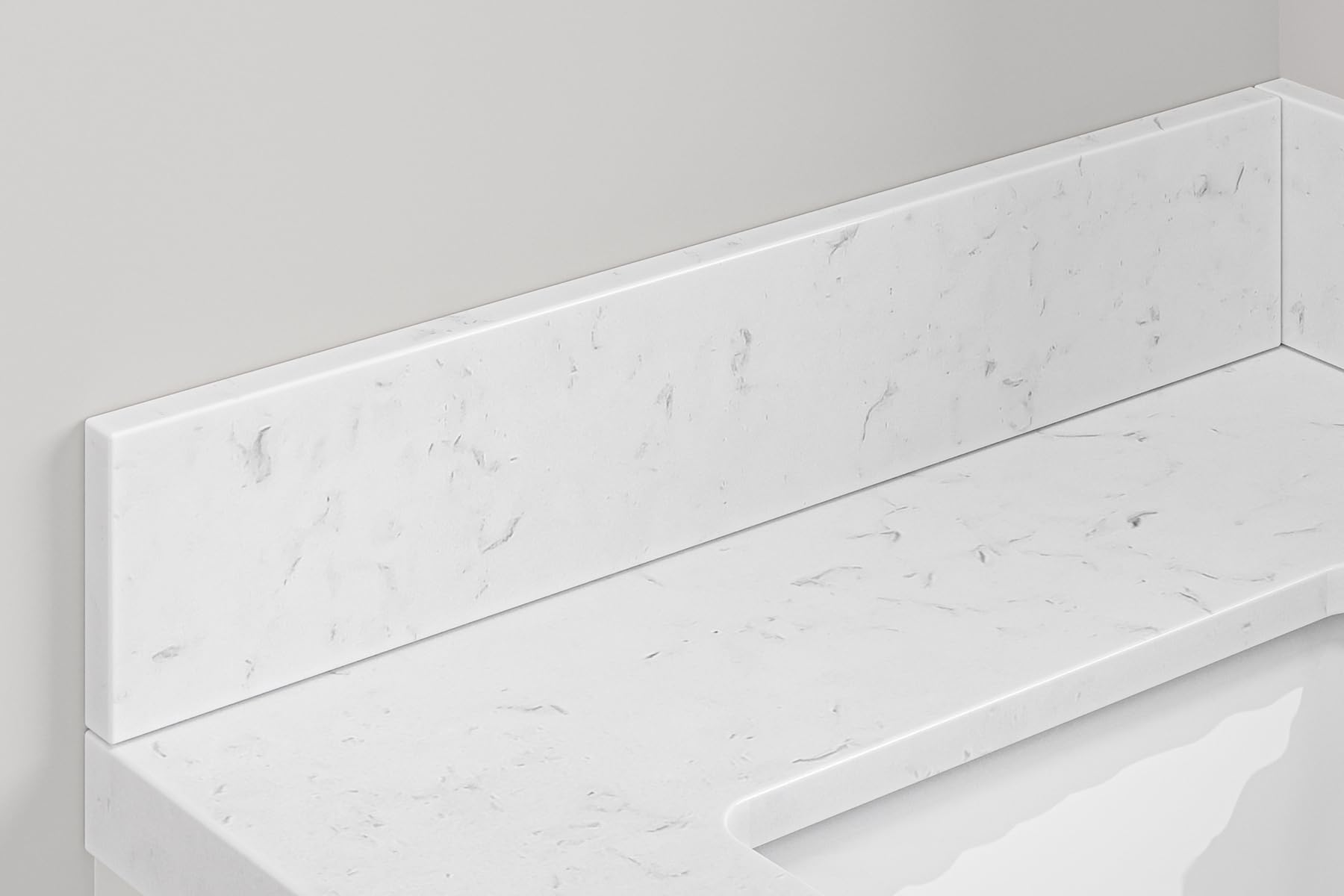 ARIEL VANITY CARRARA WHITE QUARTZ SIDESPLASH - Image 3